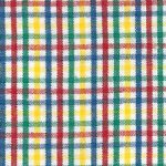 Yellow, red, blue and green check fabric